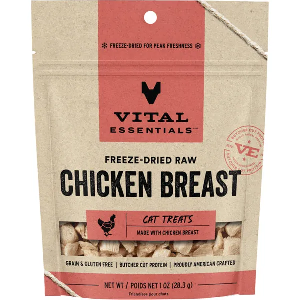 Vital Essentials Freeze Dried Chicken Breast 1OZ | Cat cat treats, natural cat treats