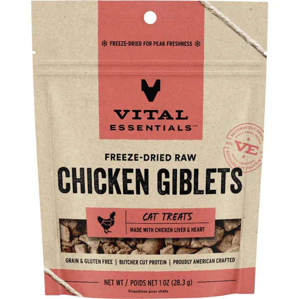 Vital Essentials Freeze Dried Chicken Giblets 1OZ | Cat cat treats, natural cat treats