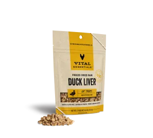 Vital Essentials Freeze-Dried Duck Liver Cat Treats freeze dried cat treats, single ingredient cat treats