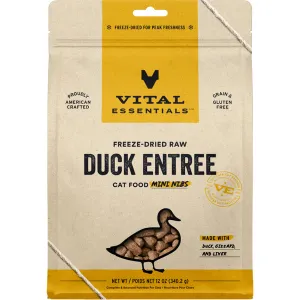 Vital Essentials Freeze Dried Duck Mini Nibs 12OZ | Cat dry cat food, cat kibble