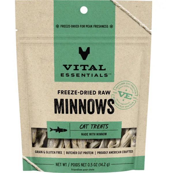 Vital Essentials Freeze Dried Minnows 0.5OZ | Cat cat treats, natural cat treats