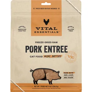 Vital Essentials Freeze Dried Pork Mini Patties 8OZ | Cat dry cat food, cat kibble