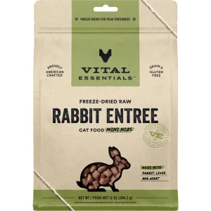 Vital Essentials Freeze Dried Rabbit Mini Nibs 12OZ | Cat adult cat food, best cat food for adults