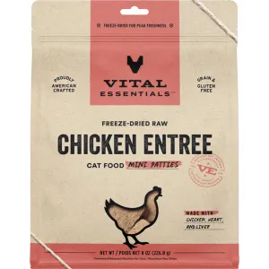Vital Essentials Freeze Dried Raw Chicken Mini Patties 8OZ | Cat dry cat food, cat kibble