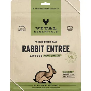Vital Essentials Freeze Dried Raw Rabbit Mini Patties 8OZ | Cat dry cat food, cat kibble