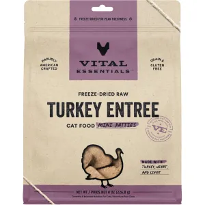 Vital Essentials Freeze Dried Raw Turkey Mini Patties 8OZ | Cat dry cat food, cat kibble