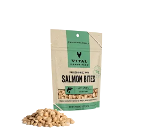 Vital Essentials Freeze-Dried Salmon Bites Cat Treats freeze dried cat treats, single ingredient cat treats