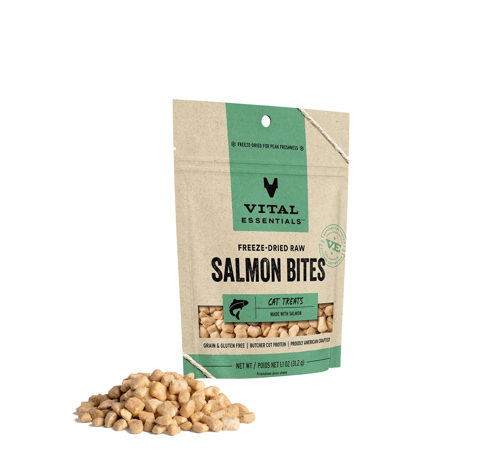 Vital Essentials Freeze-Dried Salmon Bites Cat Treats freeze dried cat treats, single ingredient cat treats