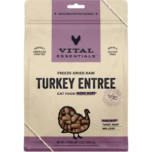 Vital Essentials Freeze Dried Turkey Mini Nibs 12OZ | Cat dry cat food, cat kibble