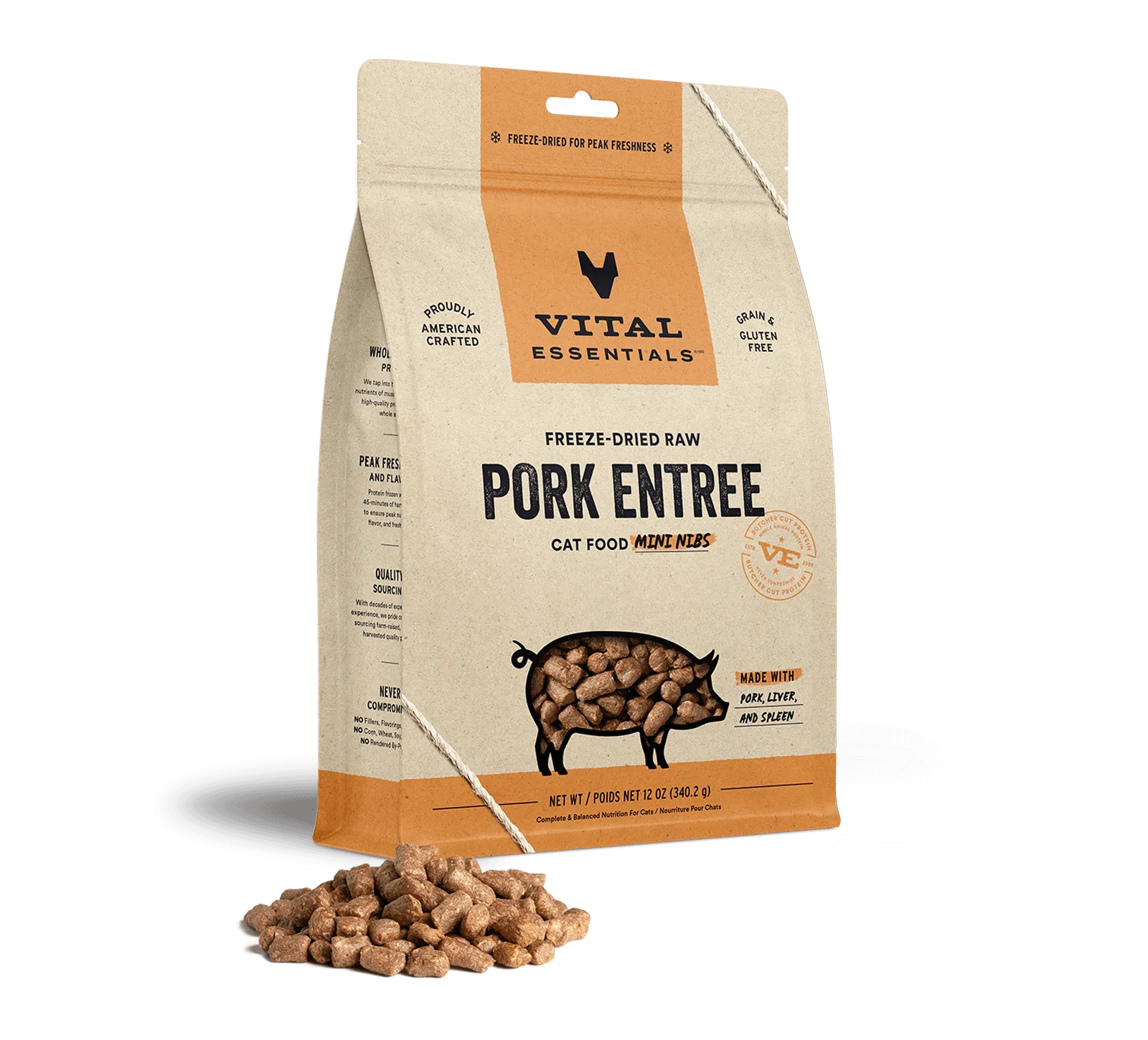 Vital Essentials Pork Entree Mini Nibs Freeze-Dried Raw Cat Food