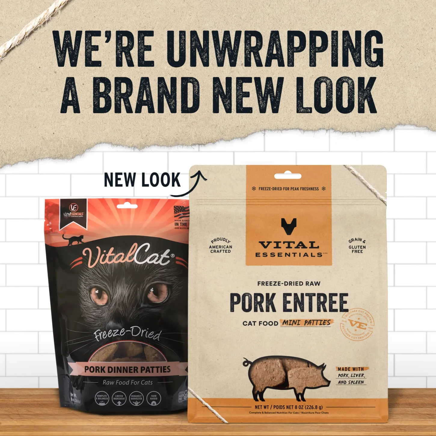 Vital Essentials Pork Entree Mini Patties Freeze-Dried Raw Cat Food
