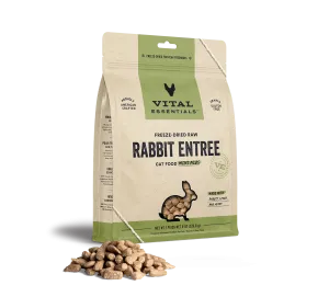 Vital Essentials Rabbit Entree Mini Nibs Freeze-Dried Raw Cat Food raw food for cats, raw meat cat diet