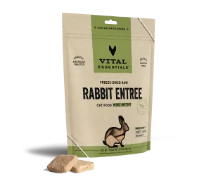Vital Essentials Rabbit Entree Mini Patties Freeze-Dried Raw Cat Food grain free cat food, no grain dry cat food