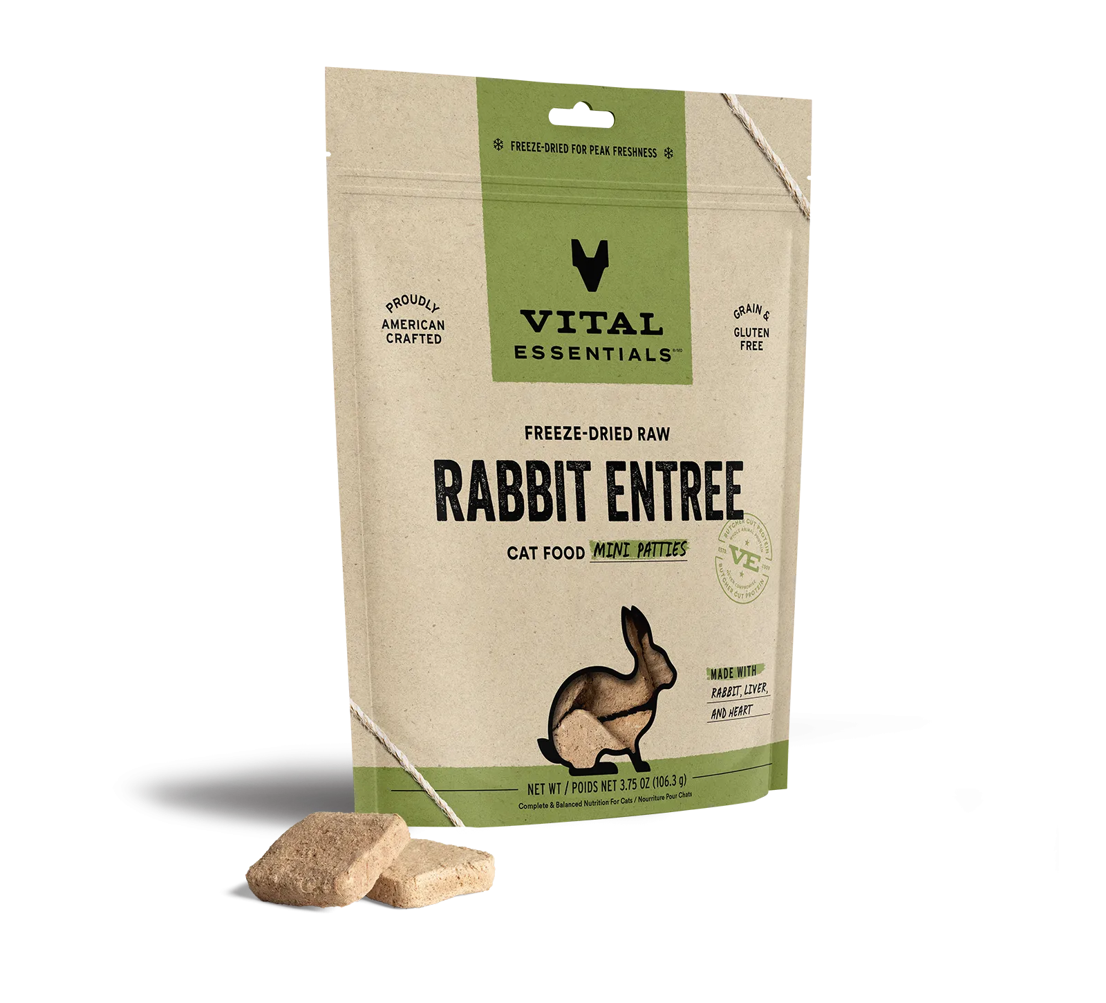 Vital Essentials Rabbit Entree Mini Patties Freeze-Dried Raw Cat Food healthy cat food, premium dry cat food