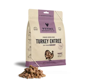 Vital Essentials Turkey Entree Mini Nibs Freeze-Dried Raw Cat Food raw food for cats, raw meat cat diet