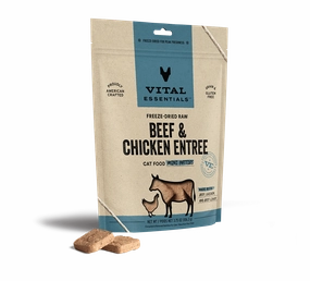 Vital Essentials Beef & Chicken Entree Mini Patties Freeze-Dried Raw Cat Food healthy cat food, premium dry cat food