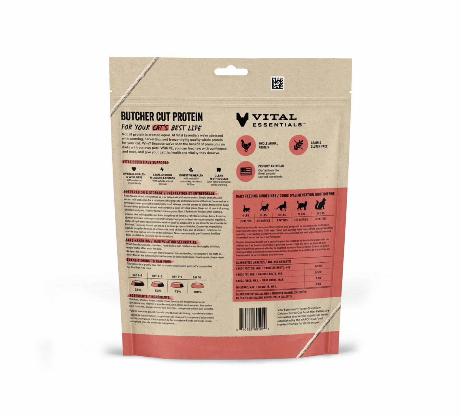 Vital Essentials Chicken Entree Mini Patties Freeze-Dried Raw Cat Food