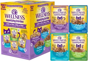 Wellness Appetizing Entrees Little-a-This, Little-a-That Seafood & Poultry Variety Pack Pouches Wet Cat Food (8 pack) wet cat food, canned cat food
