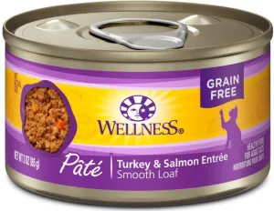 Wellness Complete Health Natural Grain Free Turkey and Salmon Pate Single Wet Canned Cat Food wet cat food, canned cat food