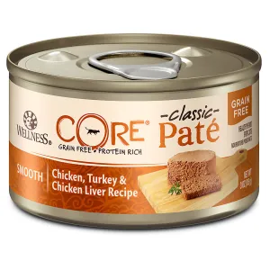 Wellness CORE Grain Free Natural Chicken, Turkey and Chicken Liver Smooth Pate Wet Canned Cat Food wet cat food, canned cat food