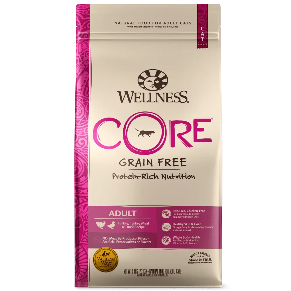 Wellness CORE Grain Free Natural Turkey, Turkey Meal, and Duck Dry Cat Food grain free cat food, no grain dry cat food