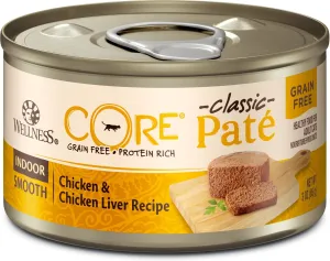 Wellness CORE Natural Grain Free Indoor Chicken and Chicken Liver Smooth Pate Wet Canned Cat Food wet cat food, canned cat food