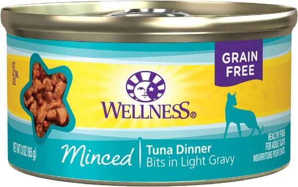 Wellness Grain Free Natural Minced Tuna Dinner Canned Cat Food grain free cat food, no grain dry cat food
