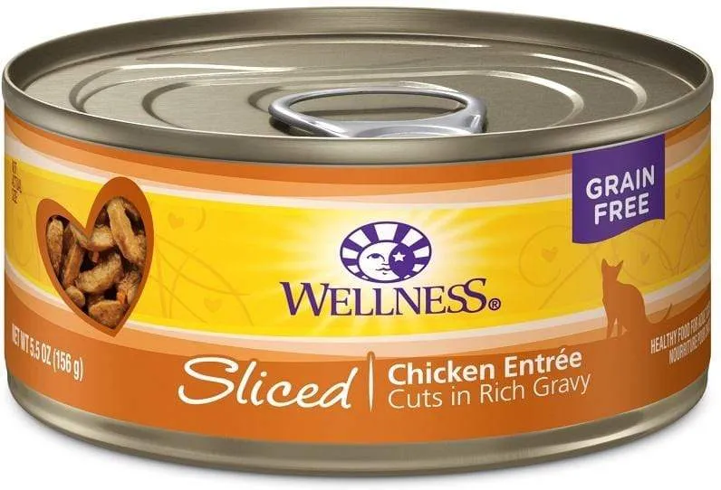 Wellness Grain Free Natural Sliced Chicken Entree Wet Canned Cat Food grain free cat food, no grain dry cat food