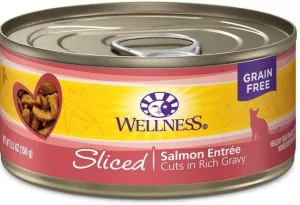 Wellness Grain Free Natural Sliced Salmon Entree Wet Canned Cat Food grain free cat food, no grain dry cat food