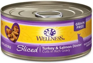 Wellness Grain Free Natural Sliced Turkey and Salmon Dinner Wet Canned Cat Food healthy cat food, premium dry cat food