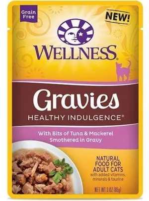 Wellness Healthy Indulgence Natural Grain Free Gravies with Tuna and Mackerel in Gravy Cat Food Pouch healthy cat food, premium dry cat food