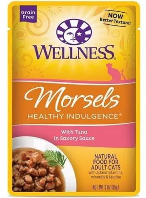 Wellness Healthy Indulgence Natural Grain Free Morsels with Tuna in Savory Sauce Cat Food Pouch wet cat food, canned cat food