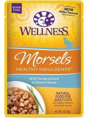 Wellness Healthy Indulgence Natural Grain Free Morsels with Turkey and Duck in Savory Sauce Cat Food Pouch wet cat food, canned cat food