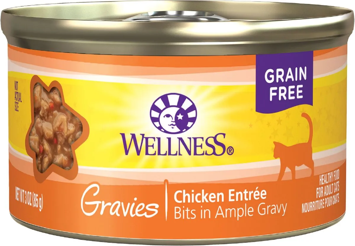 Wellness Natural Grain Free Gravies Chicken Dinner Canned Cat Food grain free cat food, no grain dry cat food