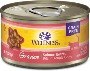 Wellness Natural Grain Free Gravies Salmon Dinner Canned Cat Food grain free cat food, no grain dry cat food
