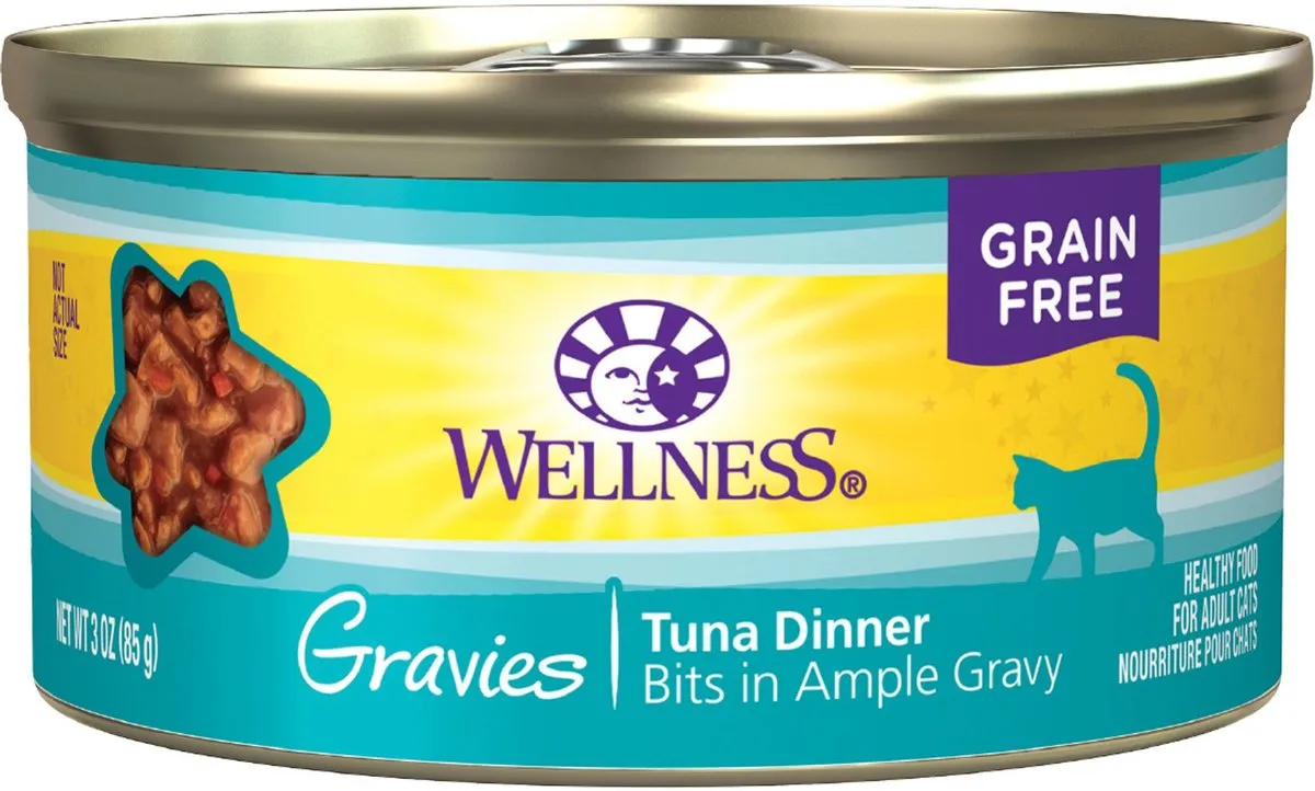 Wellness Natural Grain Free Gravies Tuna Dinner Canned Cat Food wet cat food, canned cat food