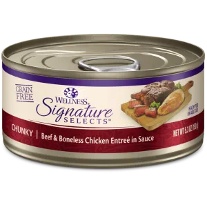 Wellness Signature Selects Grain Free Natural Beef and White Meat Chicken Entree in Sauce Wet Canned Cat Food grain free cat food, no grain dry cat food