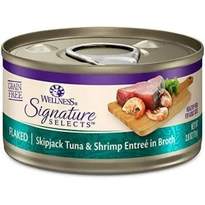 Wellness Signature Selects Grain Free Natural Skipjack Tuna with Shrimp Entree in Broth Wet Canned Cat Food grain free cat food, no grain dry cat food