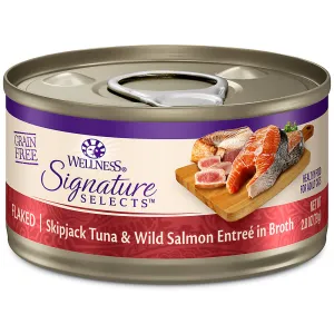Wellness Signature Selects Grain Free Natural Skipjack Tuna with Wild Salmon Entree in Broth Wet Canned Cat Food healthy cat food, premium dry cat food