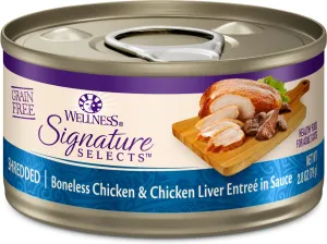 Wellness Signature Selects Grain Free Natural White Meat Chicken and Chicken Liver Entree in Sauce Wet Canned Cat Food wet cat food, canned cat food