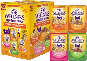 Wellness Appetizing Entrees Shredded & Mouse Favorites Poultry Variety Pack Pouches Wet Cat Food (8 pack) healthy cat food, premium dry cat food