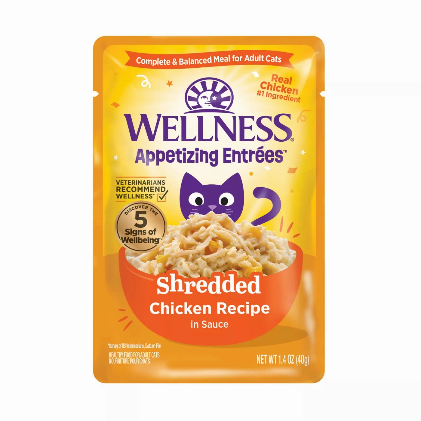 Wellness Appetizing Entrees Shredded Chicken Wet Cat Food Pouch
