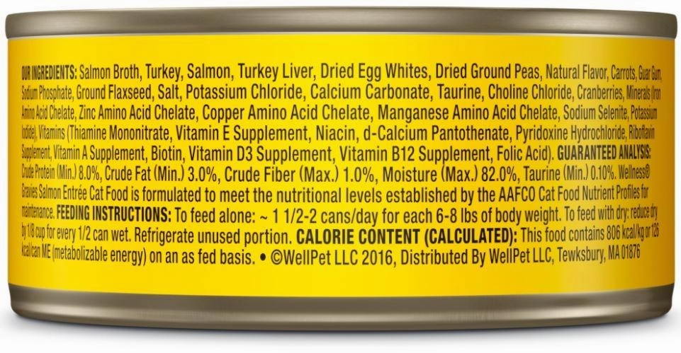 Wellness Natural Grain Free Gravies Salmon Dinner Canned Cat Food