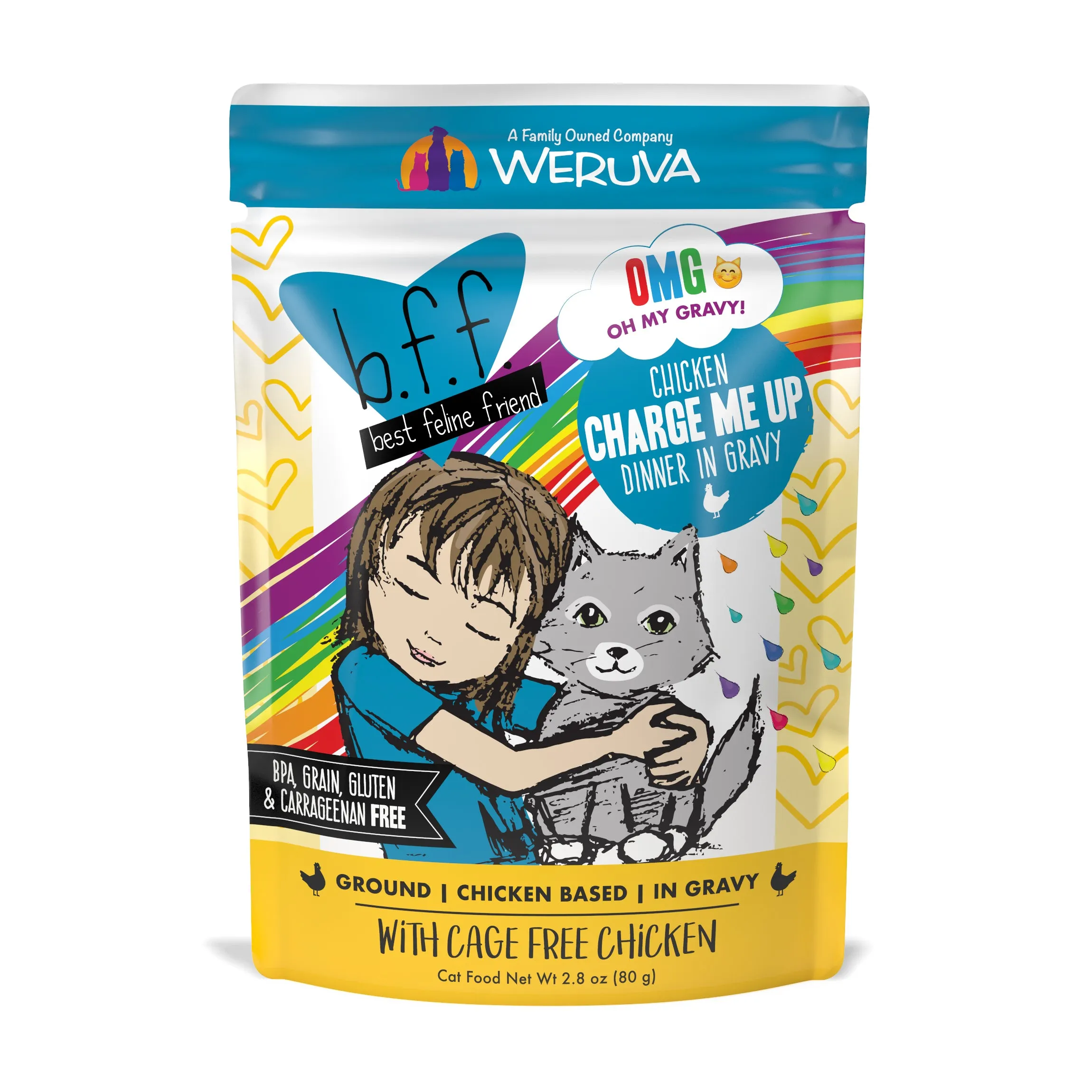 Weruva B.F.F. Oh My Gravy (OMG) Chicken Charge Me Up 2.8oz dry cat food, cat kibble