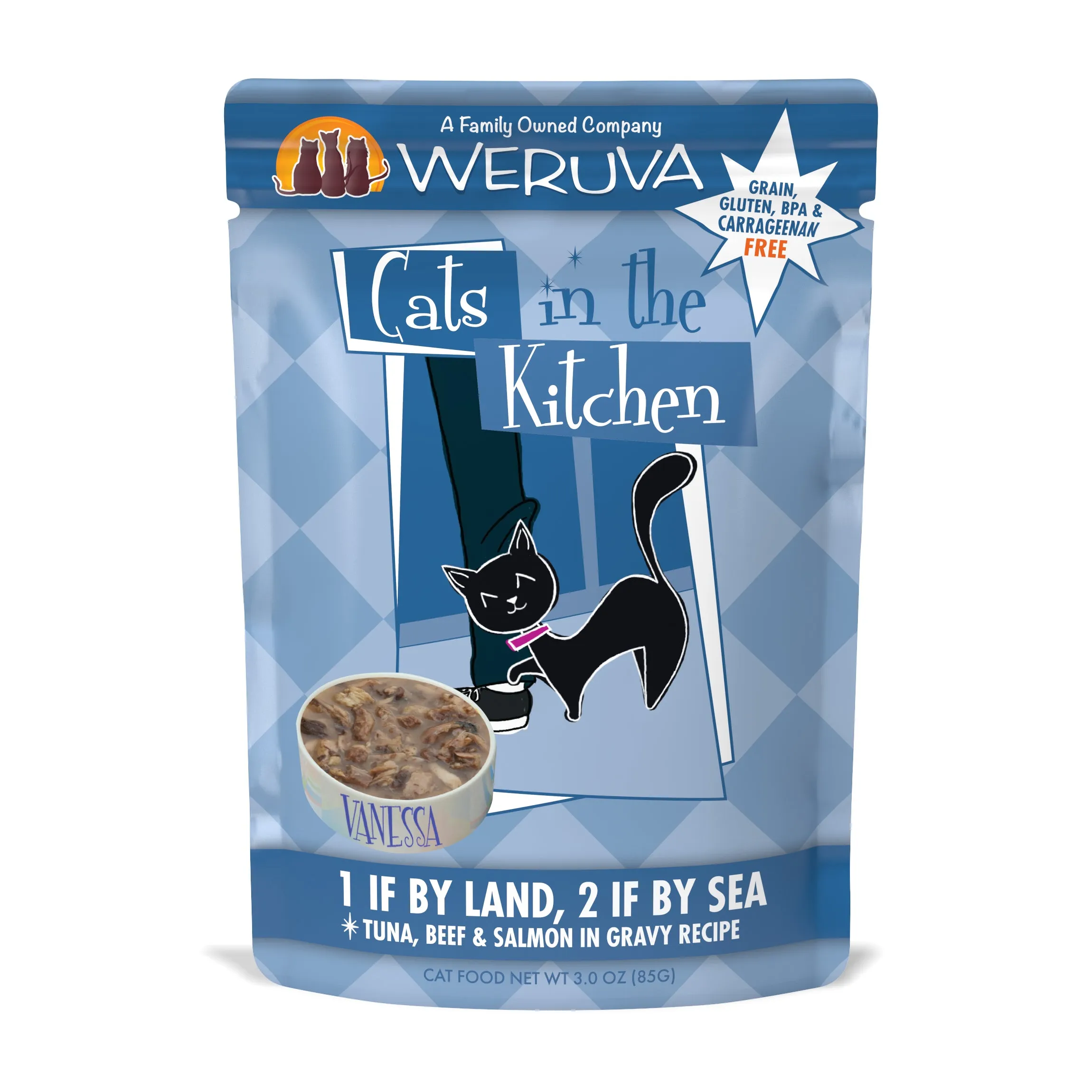 Weruva Cats in the Kitchen 1 if By Land, 2 if By Sea Pouch (3.0oz) dry cat food, cat kibble
