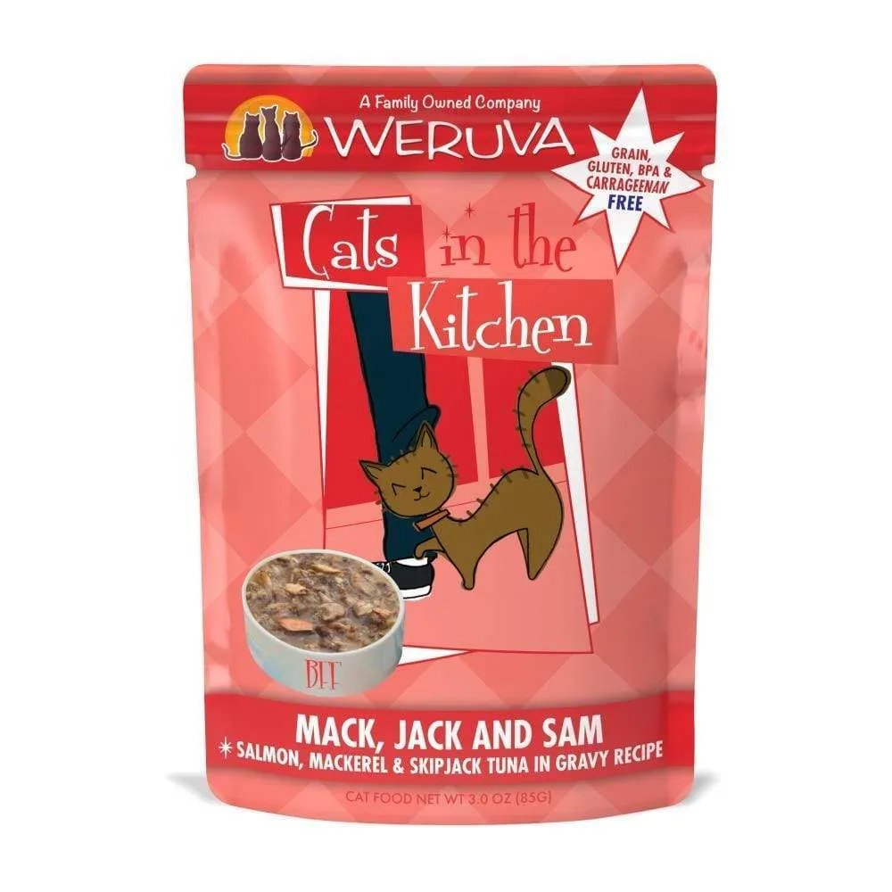 Weruva Cats In the Kitchen Mack Jack and Sam Cat Single Pouches Wet Cat Food grain free cat food, no grain dry cat food