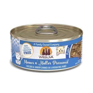 Weruva Classic Cat Pate Meows n' Holler PurrAmid with Chicken & Shrimp Canned Cat Food grain free cat food, no grain dry cat food
