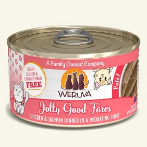 Weruva Jolly Good Fares Chicken & Salmon Dinner in Hyrating Puree Canned Cat Food wet cat food, canned cat food