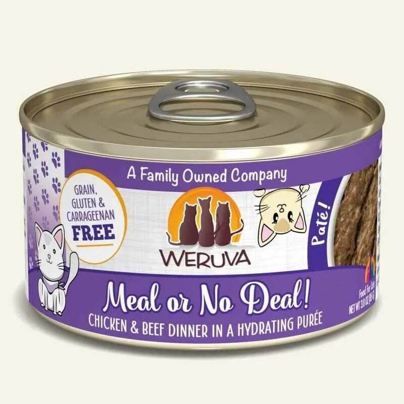 Weruva Meal or No Deal! Chicken & Beef Dinner In A Hydrating Puree grain free cat food, no grain dry cat food