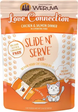 Weruva Slide N' Serve Grain Free Love Connection Chicken & Salmon Dinner Wet Cat Food Pouch healthy cat food, premium dry cat food